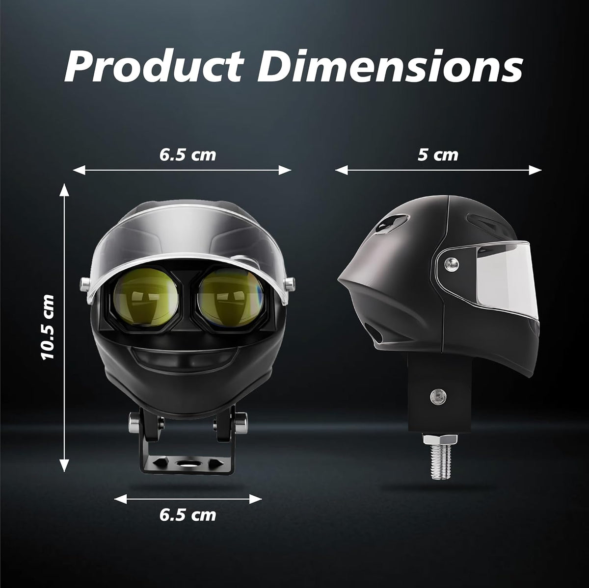 Projecteur LED Auxiliaire pour Moto et Scooter Double Couleur Blanc et Jaune Helmet Design 1Pcs - كشاف إضاءة لدراجات النارية بتصميم خوذة وإضاءة مزدوجة