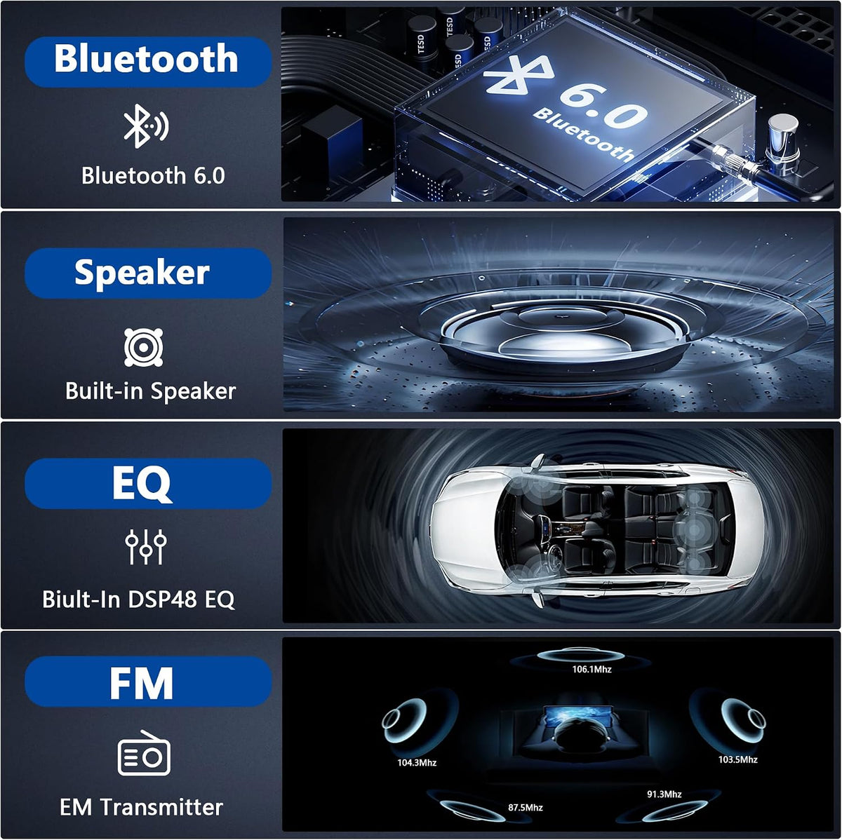 Gazel Autoradio 1Din Écran Tactile 5" IPS - Apple CarPlay et Android Auto Sans Fil Charge Rapide Type-C - راديو سيارة ذكي بشاشة لمس 5 بوصة تدعم و لاسلكيًا