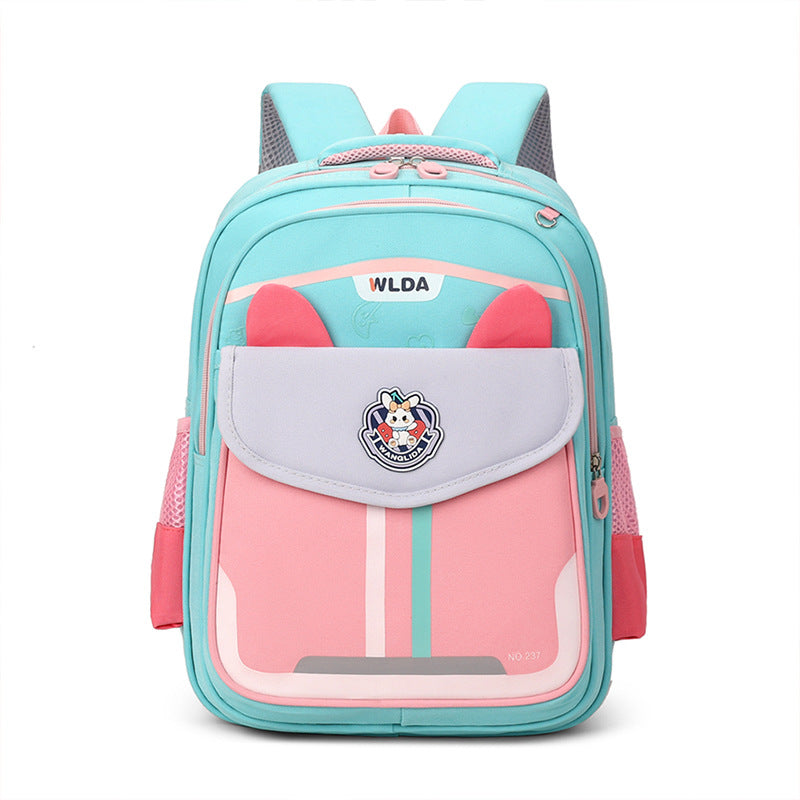 Sac à Dos Scolaire Enfant Design Oreilles Ergonomique Tissu Imperméable pour Primaire Bleu et Rose SACKDS30BRS - حقيبة ظهر مدرسية للأطفال