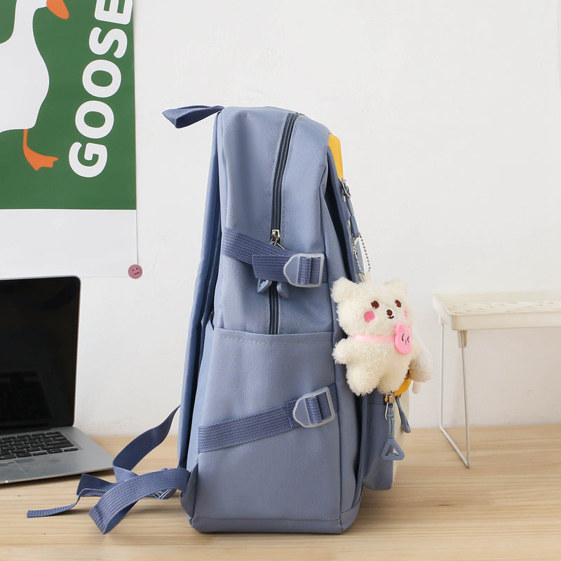Sac à Dos Multifonctionnel Kawaii Grand Volume Imperméable et Résistant 5Pcs Bleu SACKDS33BL - حقيبة ظهر بعدة قطع بتصميم كاوايي