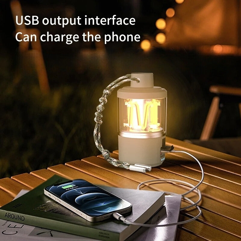 Lanterne Led Portable d'extérieur avec chargement de Type C, Power Bank, lampe de tente, fonction batterie externe