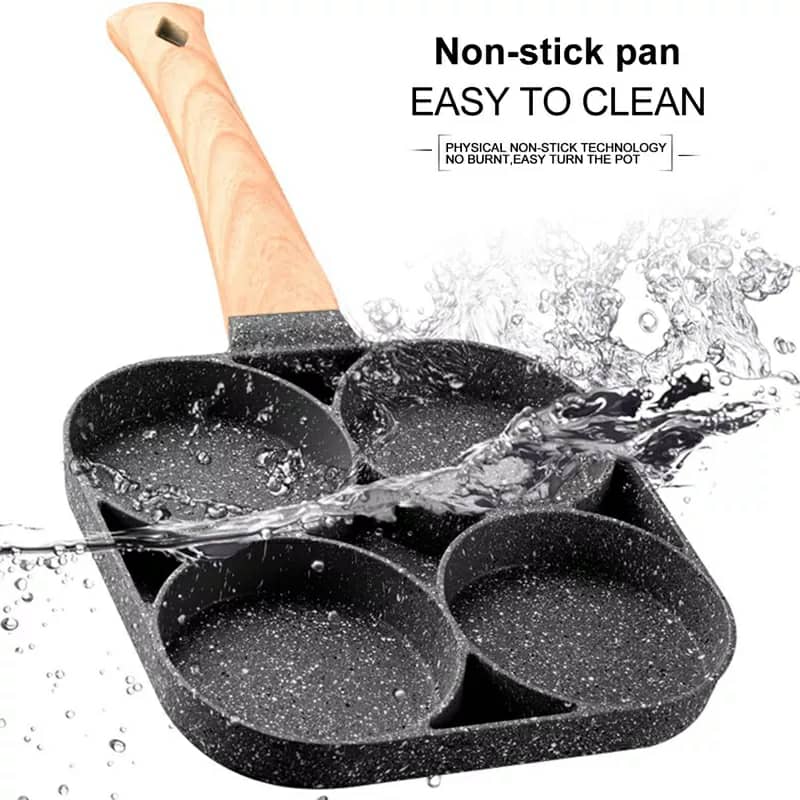 Poêle à crêpes & oeufs avec 4 trous en aluminium antiadhésive