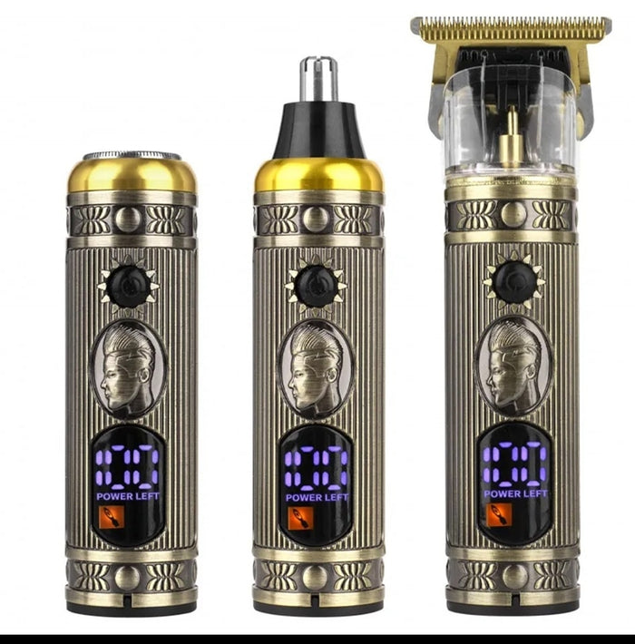 Ensemble de rasoir électrique pour hommes, tondeuse pour barbe et nez, chargeur USB, avec écran LCD