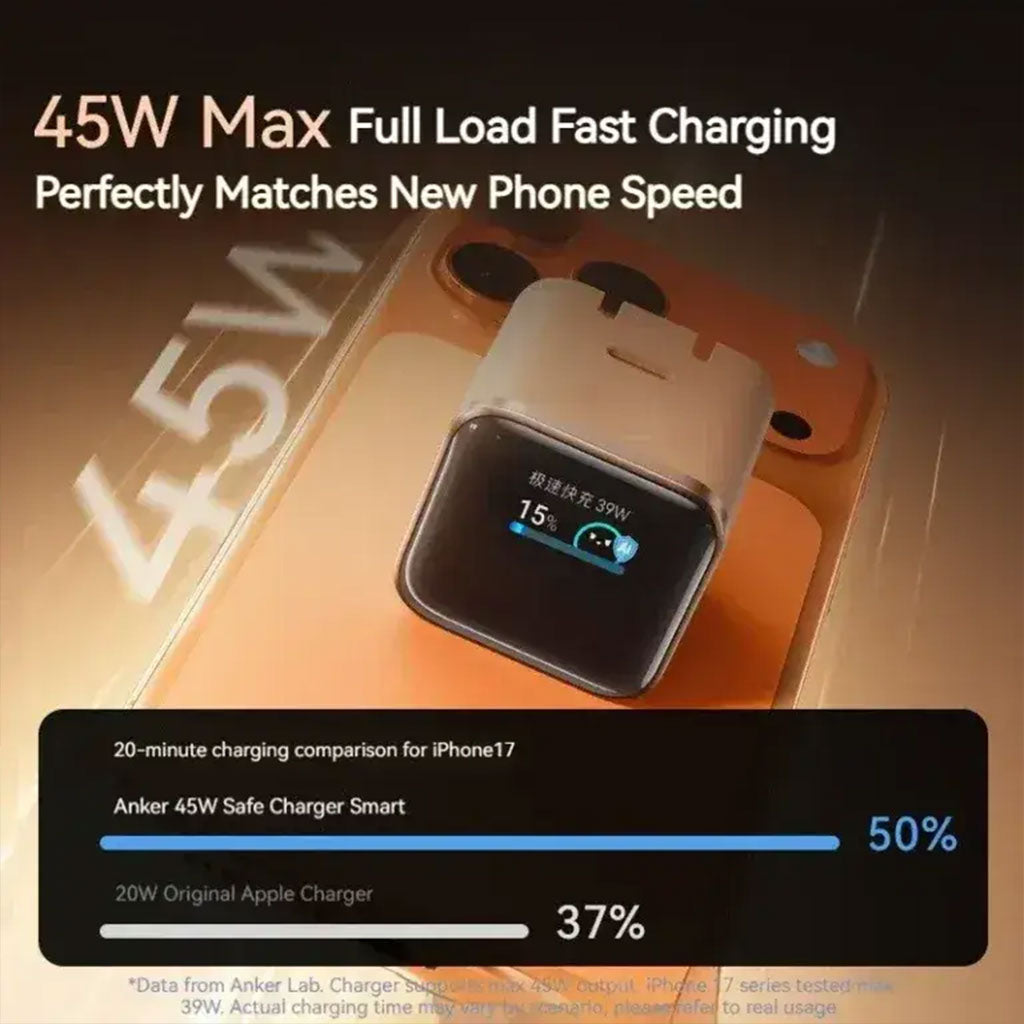 Chargeur Anker Nano 45W GaN avec affichage intelligent (A121D) – شاحن سريع أصلي