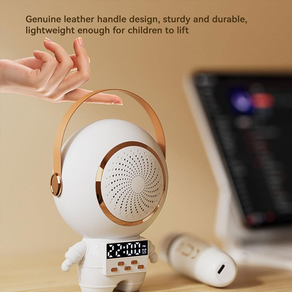 Haut-parleur Bluetooth karaoké astronaute avec microphone et réveil intégré