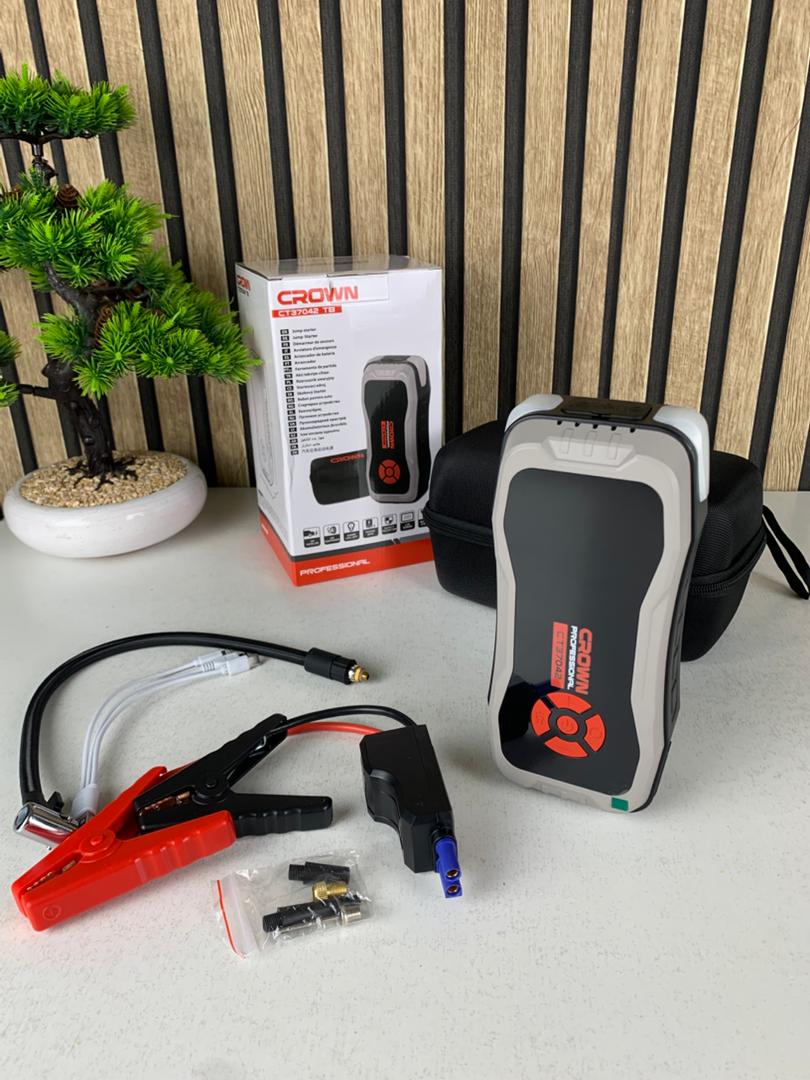 Compresseur De Voiture Avec Booster Batterie 25800mAh CROWN CT37042TB