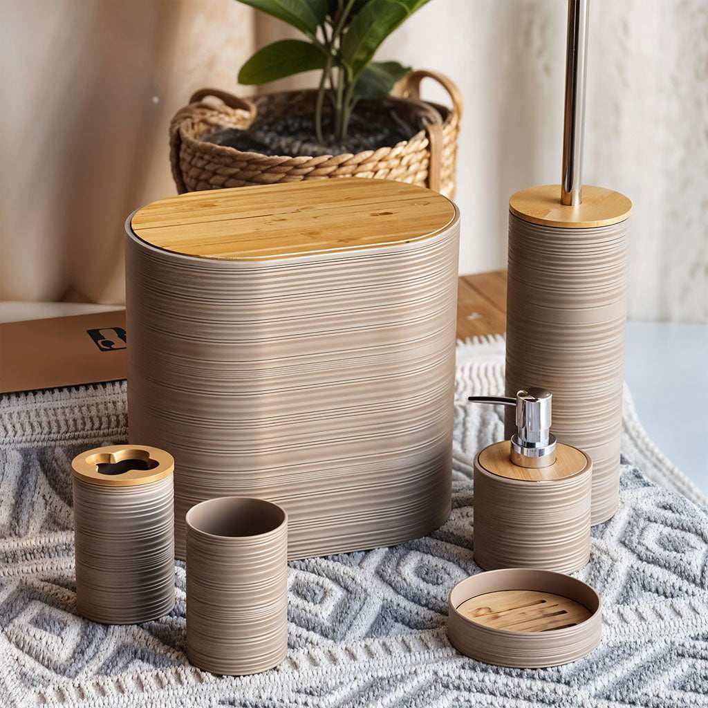 Ensemble de 6 accessoires de salle de bain design ovales – طقم أدوات الحمام من 6 قطع