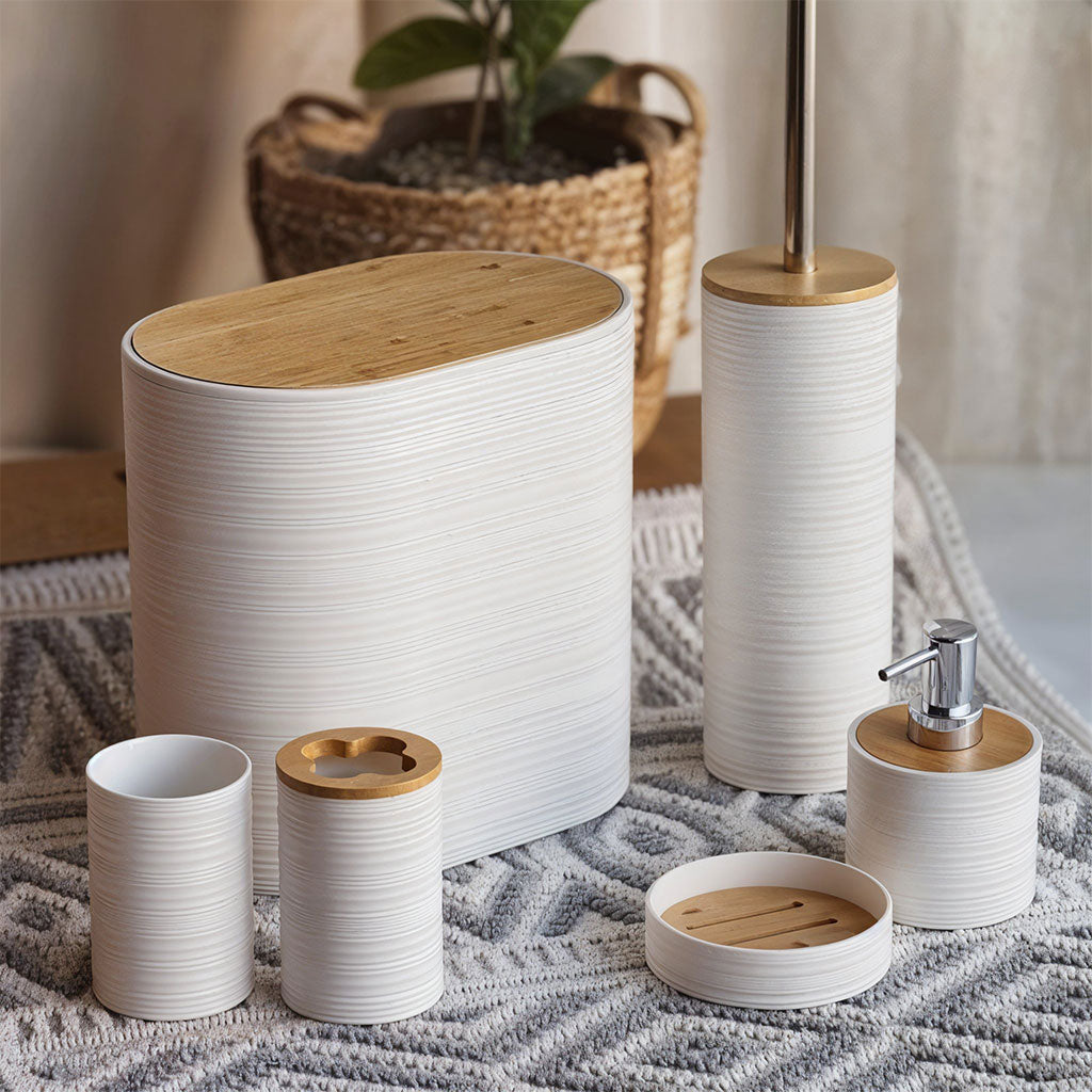 Ensemble de 6 accessoires de salle de bain design ovales – طقم أدوات الحمام من 6 قطع