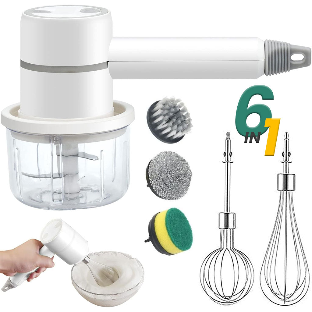 Batteur de Cuisine 6en1 Multifonction avec Plusieurs Têtes – جهاز تحضير الطعام وفرشاة تنظيف