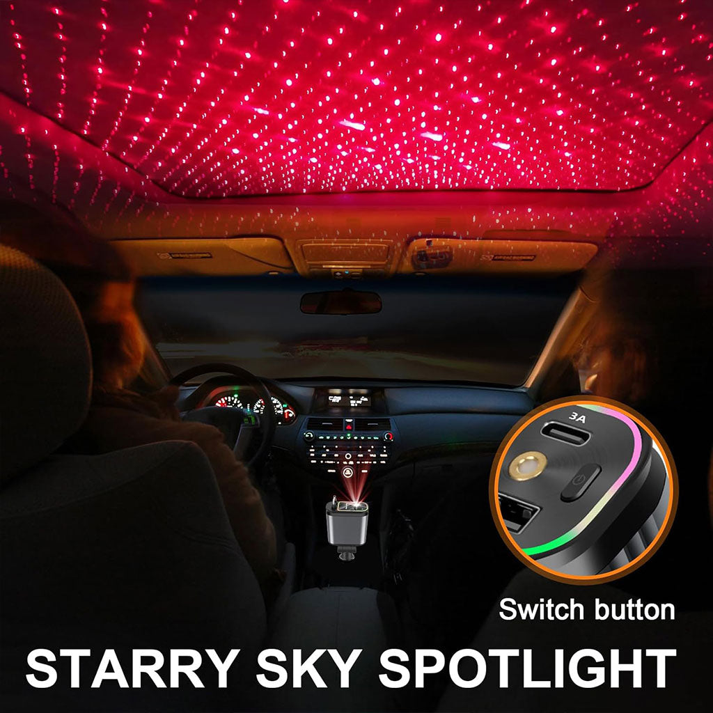 Chargeur de voiture rapide 100W rétractable 4 en 1 et transmetteur FM projection étoilé - شاحن لاسلكي سريع للسيارات