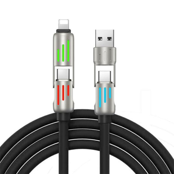 Câble de charge multifonction 4 en 1 USB C, A et Lightning 240W – كابل شحن متعدد الرؤوس