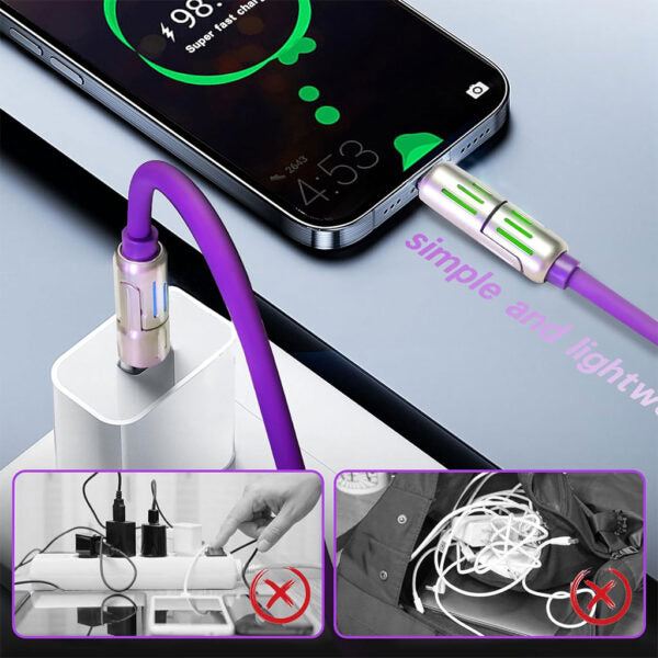 Câble de charge multifonction 4 en 1 USB C, A et Lightning 240W – كابل شحن متعدد الرؤوس