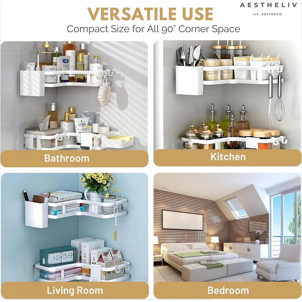 Étagère de rangement pour salle de bain 4pcs en acier inoxydable – طقم رفوف تنظيم للحمام
