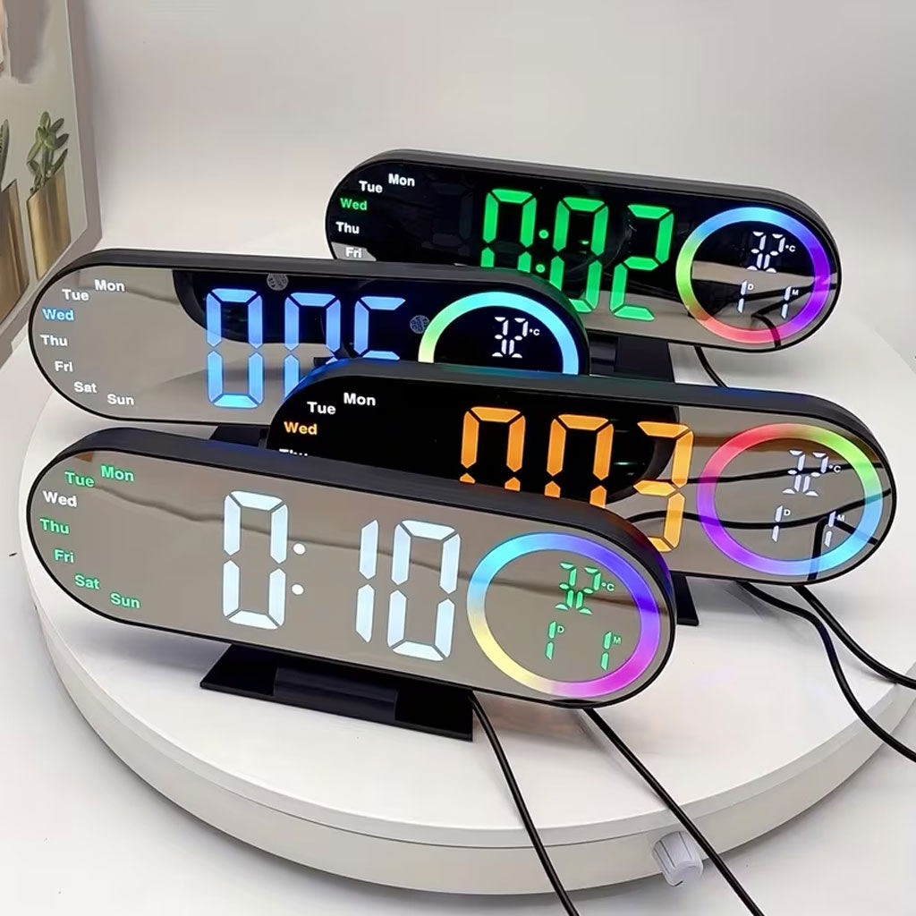 Réveil numérique alimenté par USB avec lumière d’ambiance RVB – جهاز منبه رقمي