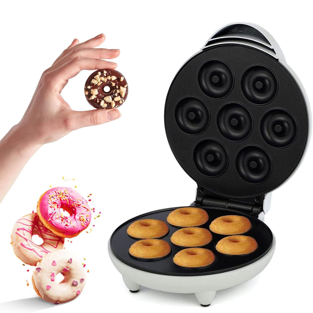 🍩 ماكينة صنع الميني دونات – 7 وحدات، تسخين مزدوج، وطبقة مانعة للالتصاق