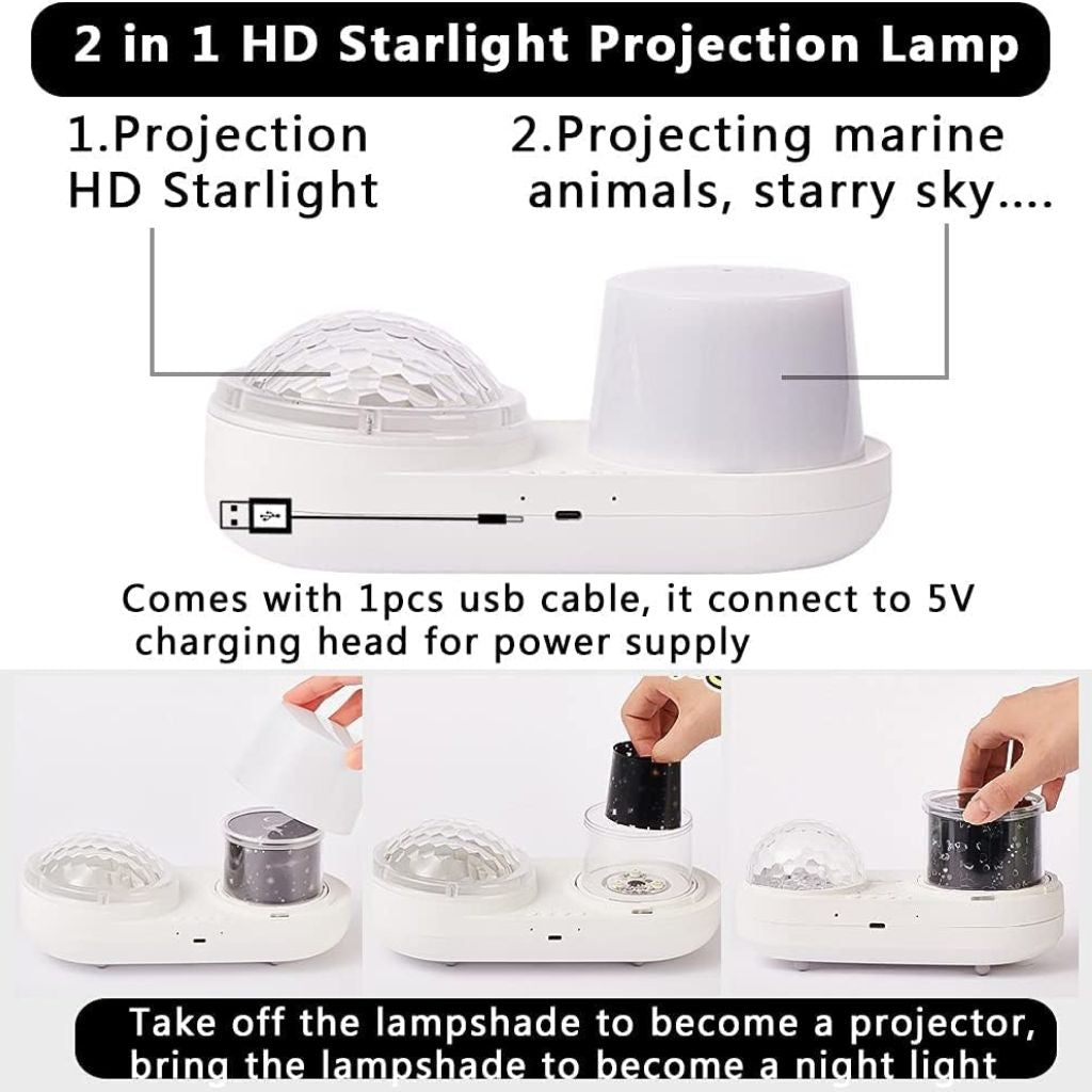 Projecteur de ciel étoilé pour enfants 2en1 - جهاز عرض ضوء ليلي بتصميم سماء النجوم للاطفال