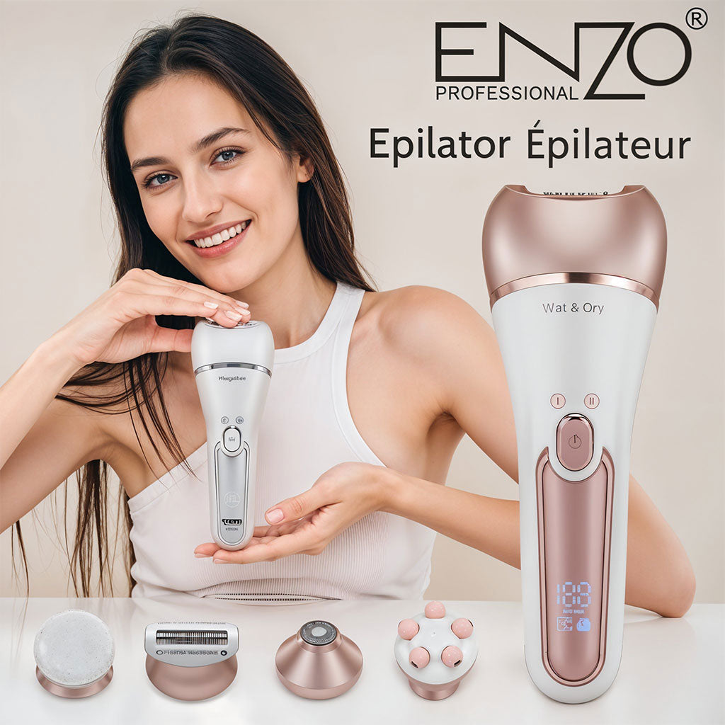 Épilateur sans fil Enzo Wet &amp; Dry avec 10 accessoires – مزيل شعر للنساء