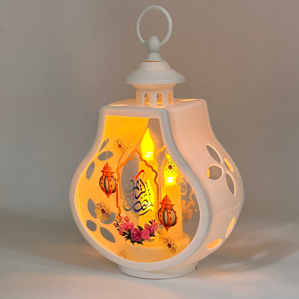 Lanterne Décorative Ramadan Mubarak Veilleuse LED à Effet Flamme – فانوس مضيء مع خطاف لتزيين رمضان