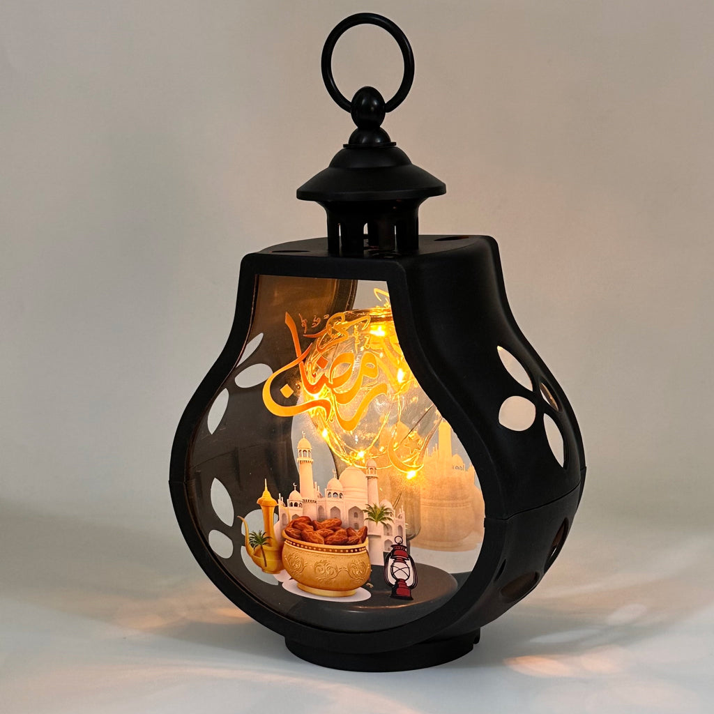Lanterne Décorative Ramadan Mubarak Veilleuse LED à Effet Flamme – فانوس مضيء مع خطاف لتزيين رمضان