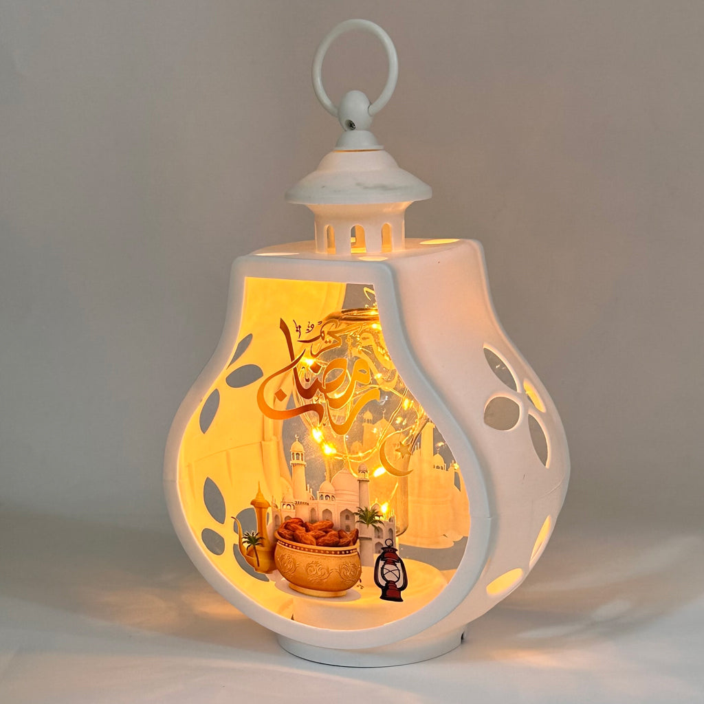 Lanterne Décorative Ramadan Mubarak Veilleuse LED à Effet Flamme – فانوس مضيء مع خطاف لتزيين رمضان