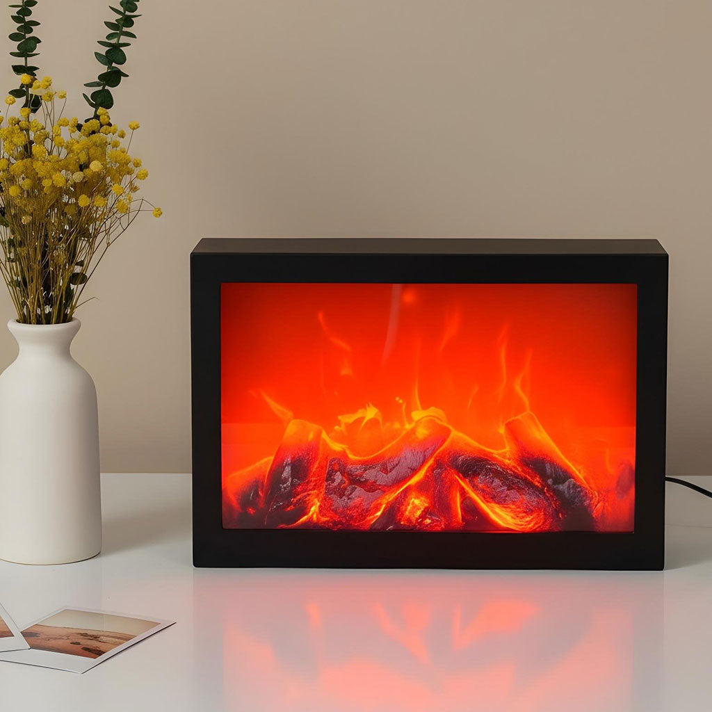 Cheminée LED décorative effet flammes forme rectangulaire V2
