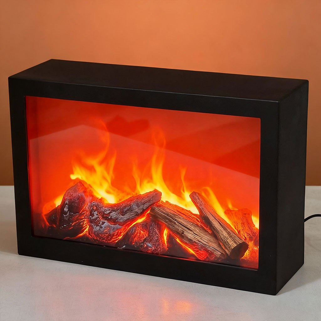 Cheminée LED décorative effet flammes forme rectangulaire V2