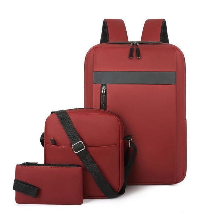 Ensemble 3 PCS sac a dos Élégant et Imperméable pour Homme Avec Port USB Bleu Mat-02 - طقم حقائب رجالية أنيقة 3 في 1 مع منفذ شحن