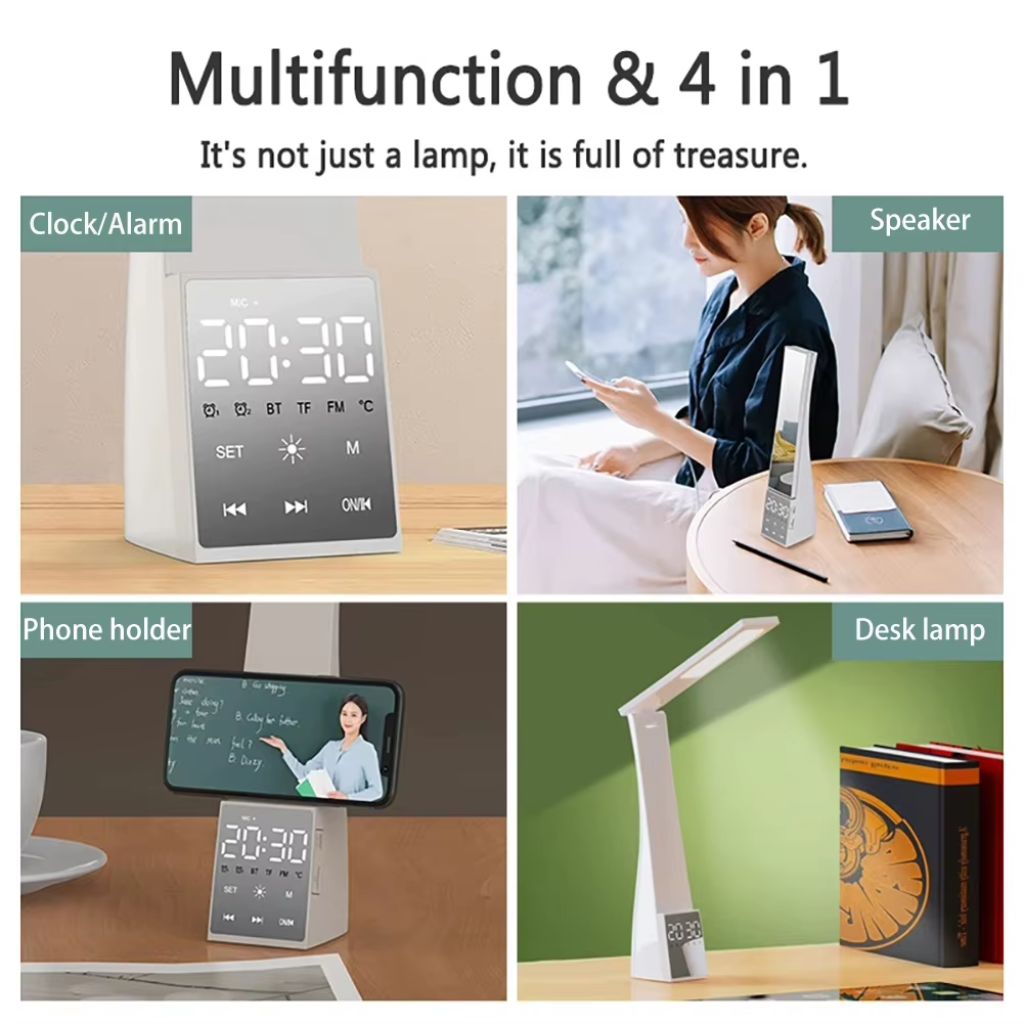 4en1 Lampe de Bureau LED et Haut-Parleur Bluetooth – مصباح مكتب و مكبر صوت