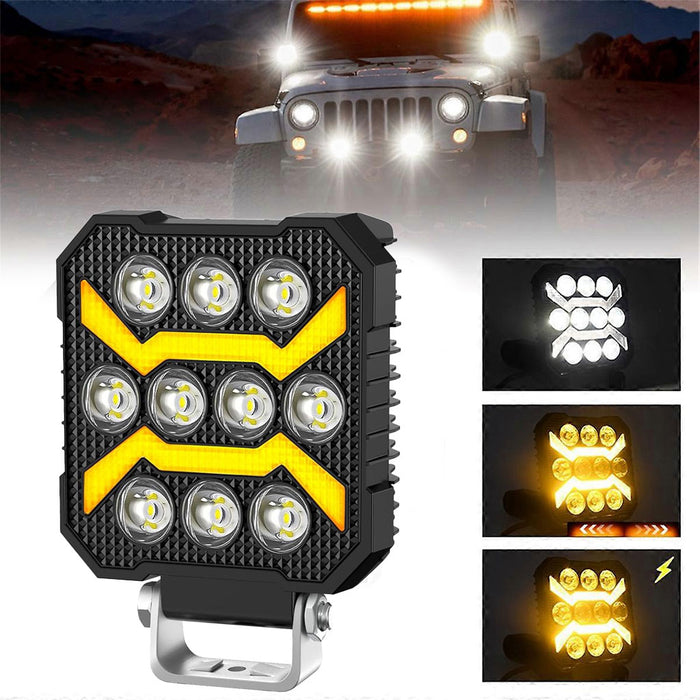 Phare LED Anti-brouillard 1PCS avec 5 Modes d’éclairage 12V-24V IP68 étanche – مصباح عالي السطوع للسيارات والدراجات النارية