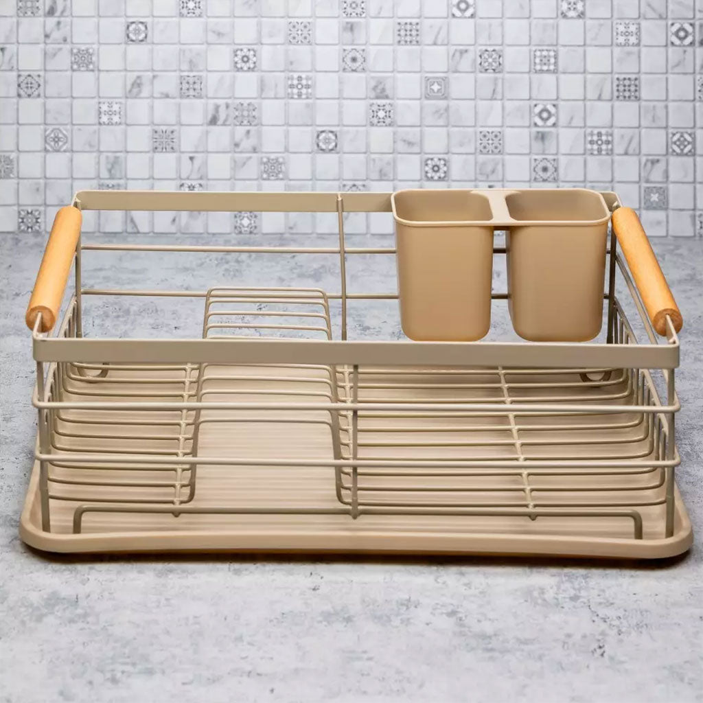 Égouttoir à vaisselle compacte avec bac d’égouttage et porte-couverts – مجفف أواني في المطبخ