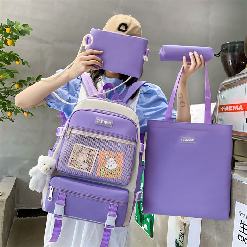Ensemble de sacs d’école Kawai pour adolescents 4Pcs V3 CLBD Mauve – محفظة 4 قطع كاواي بنفسجي
