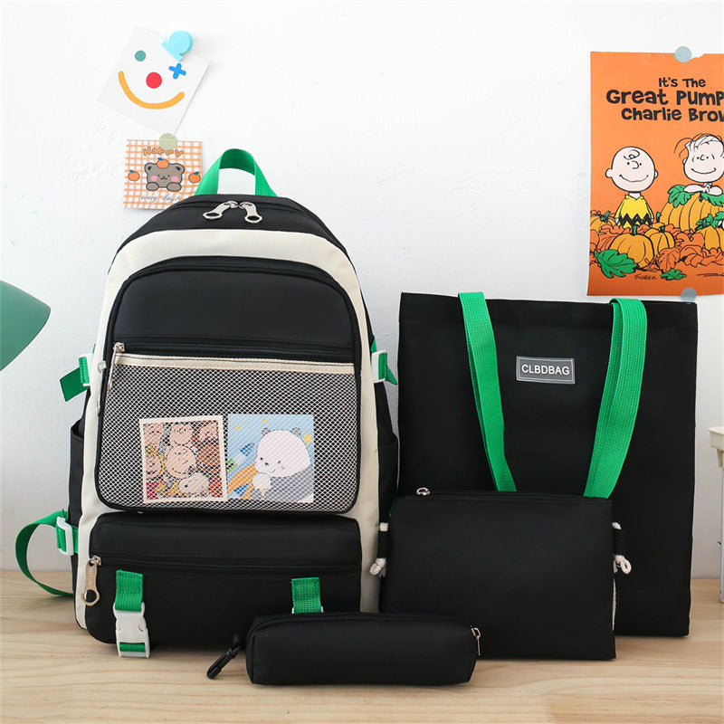 Ensemble de sacs d’école Kawai pour adolescents 4Pcs V3 CLBD Noir – محفظة 4 قطع كاواي أسود