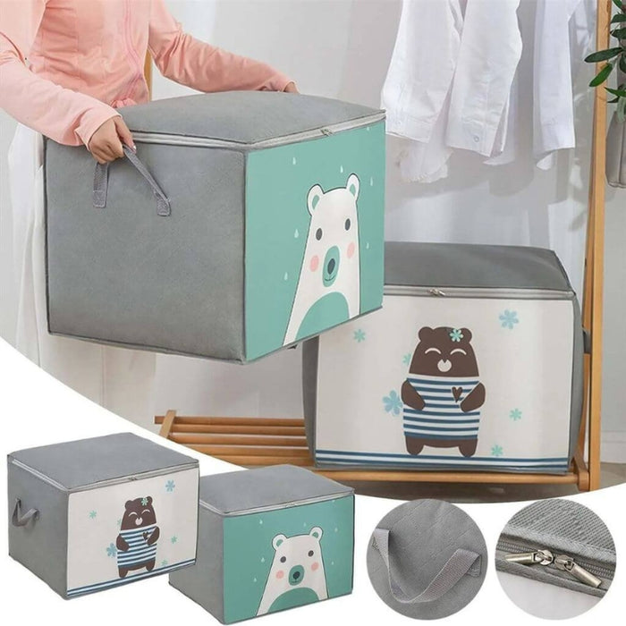 Pack 2 Sac de rangement Pliable pour vêtements à motifs de dessins animés Grande capacité - طقم2 قطع حقيبة تخزين ذات سعة كبيرة لللحاف والملابس