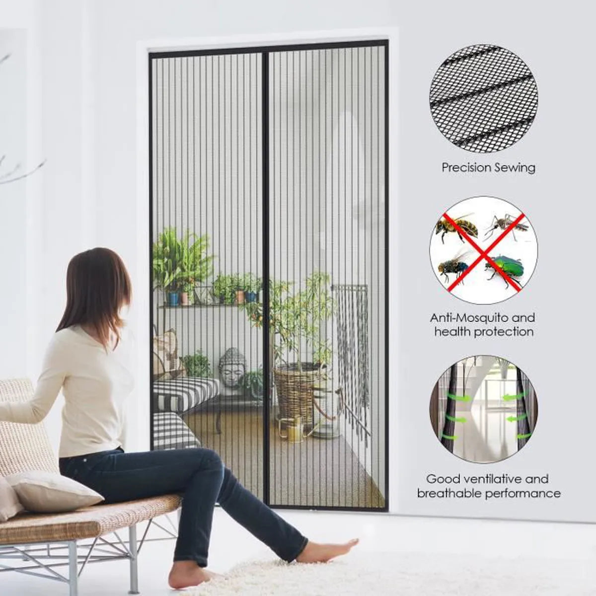 Pack 2 Moustiquaires Pour Fenêtre et 1 Moustiquaire pour porte avec fermeture magnétique