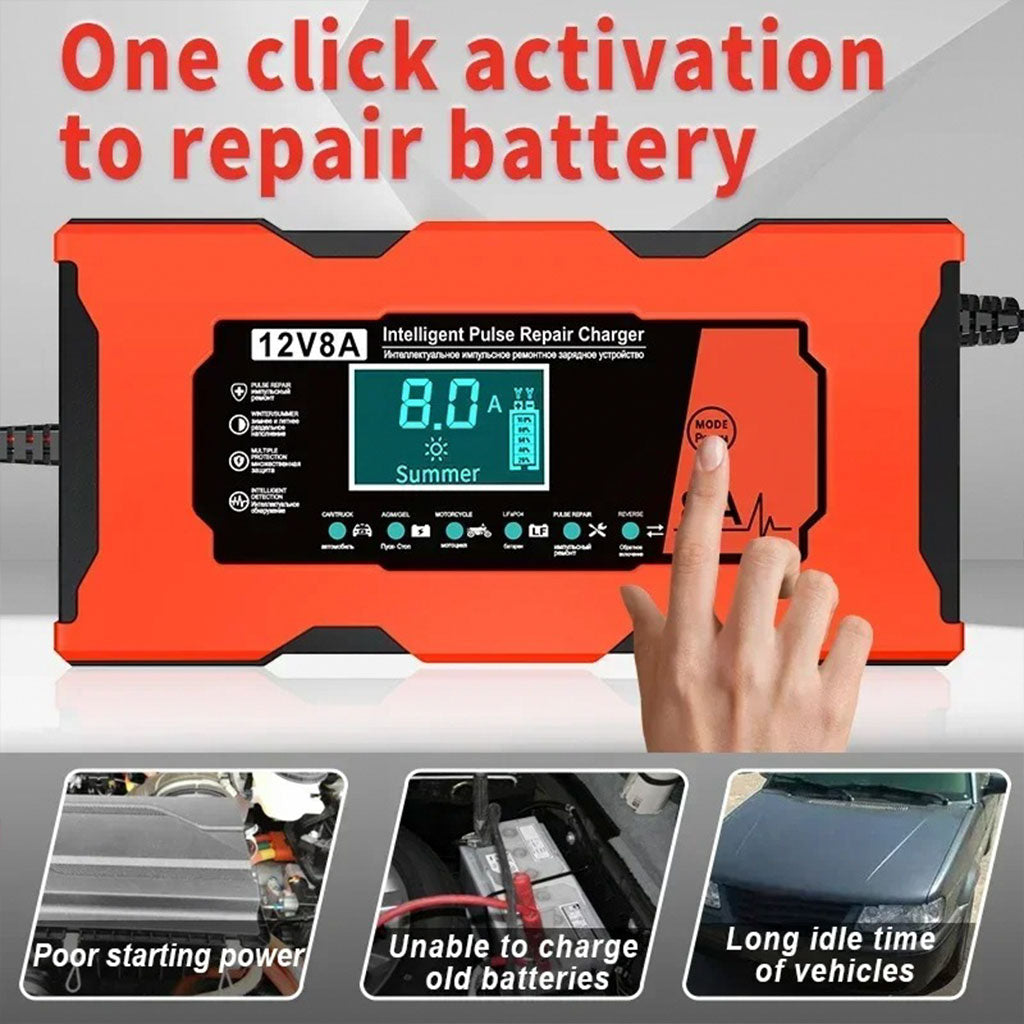Chargeur de batterie intelligent 12 V 8 A pour voiture – شاحن بطارية السيارة