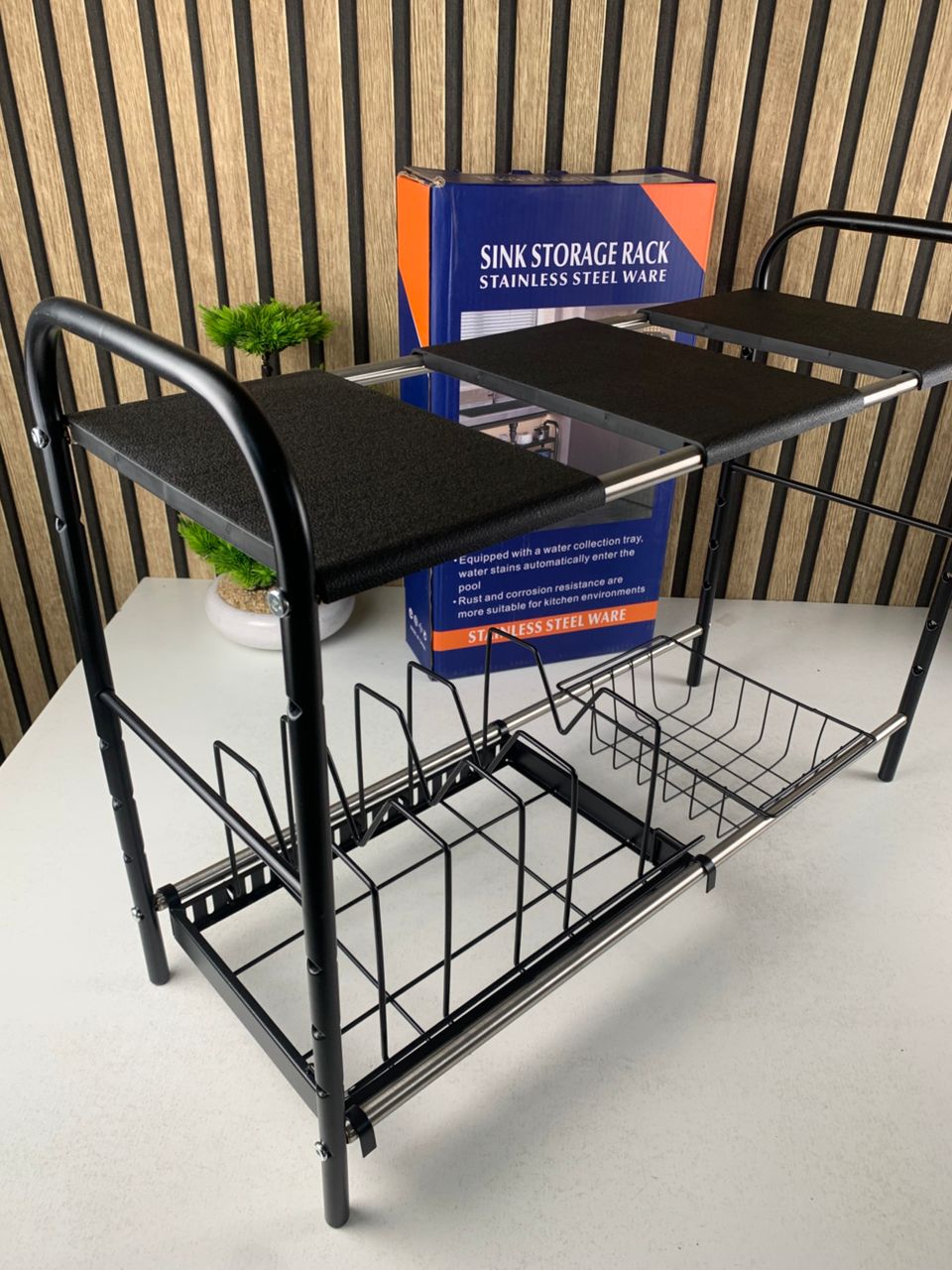 Organisateur Sous Évier Extensible de Cuisine 2 Niveaux Réglable – منظم أغراض في المطبخ
