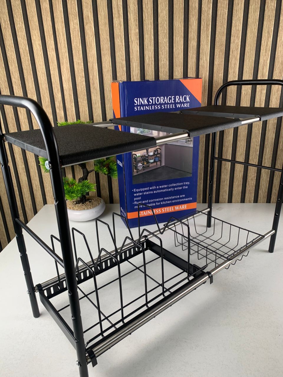 Organisateur Sous Évier Extensible de Cuisine 2 Niveaux Réglable – منظم أغراض في المطبخ
