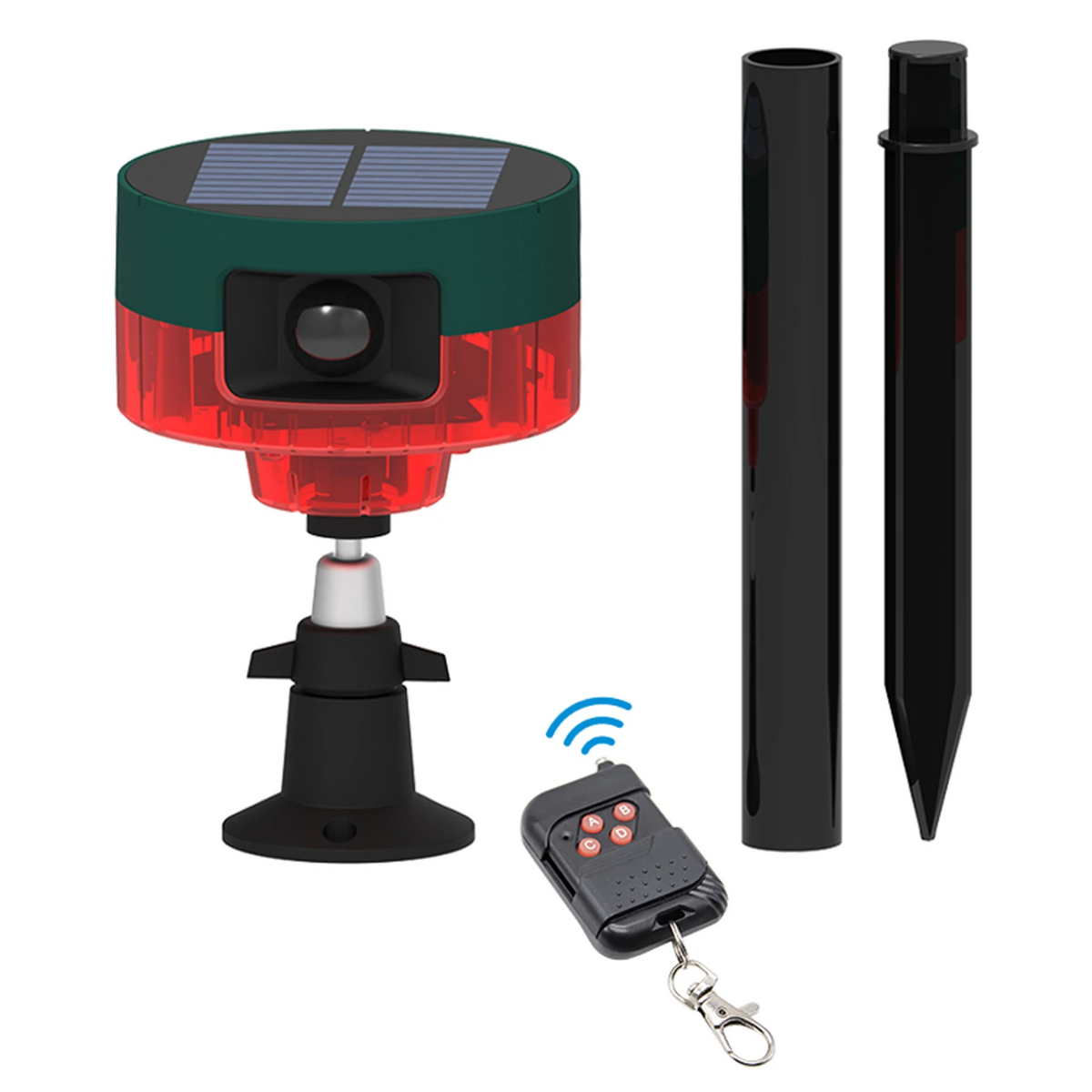 Répulsif pour animeux Capteur de mouvement à énergie solaire, alarme sonore et lumineuse 6 LED - مستشعر حركة يعمل بالطاقة الشمسية لطارد الحيوانات