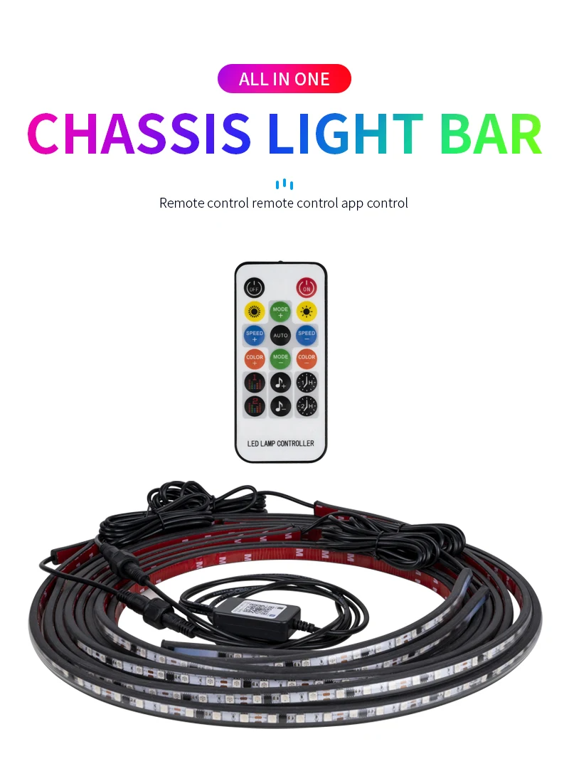 App Smart Bande lumineuse Neon RGB de chassis avec capteur de son Underglow pour voiture 12V