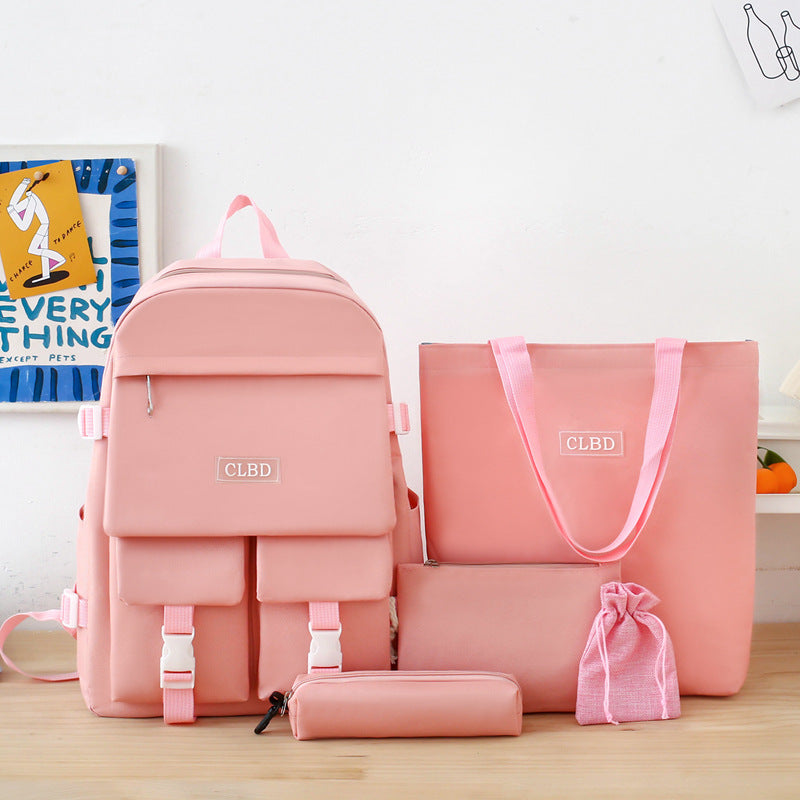 Ensemble de sacs d’école Kawai pour adolescents 5Pcs CLBD V2 Rose – محفظة 5 قطع كاواي وردي