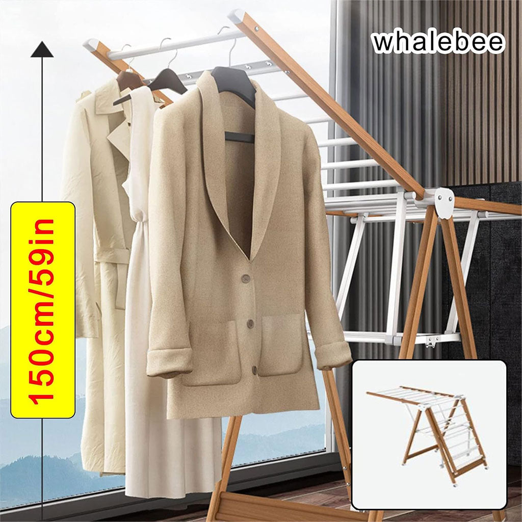Sèche linge Aluminium à 4 Roues Design Bois – مجفف ملابس مع عجلات مخفية