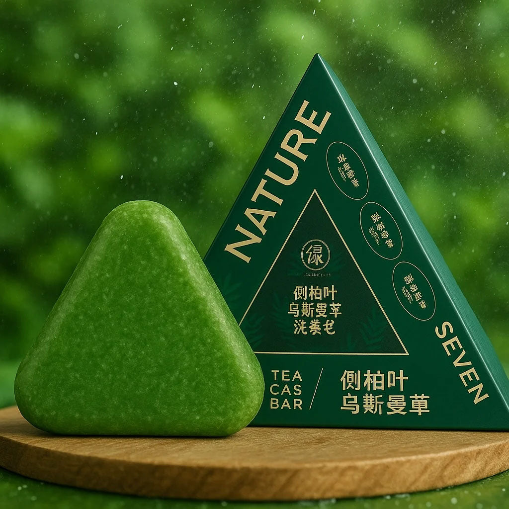 Seven Green shampoing solide à mousse dense pour des cheveux brillants et forts – الصابون الصيني الأخضر