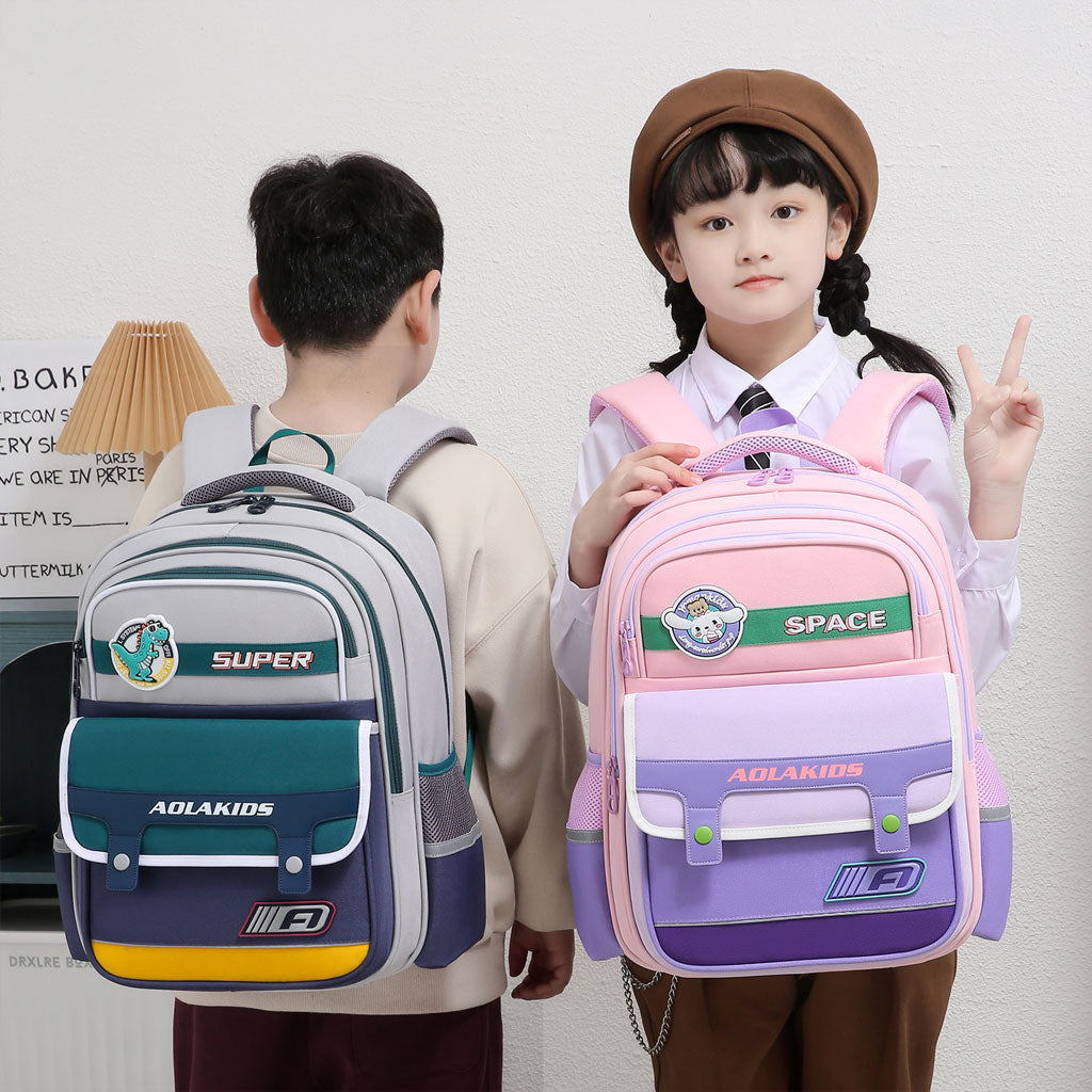 Sac à Dos Enfant Space Design Ludique Multi-Poches Gris – حقيبة مدرسية للأطفال لون رمادي