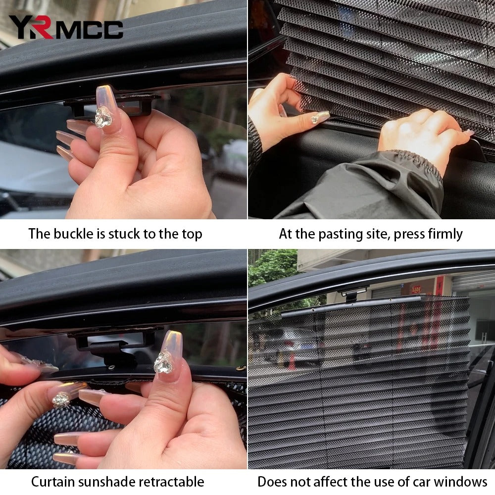Rideau pare-soleil rétractable pour vitres de voiture 4Pcs – واقي الشمس في السيارة