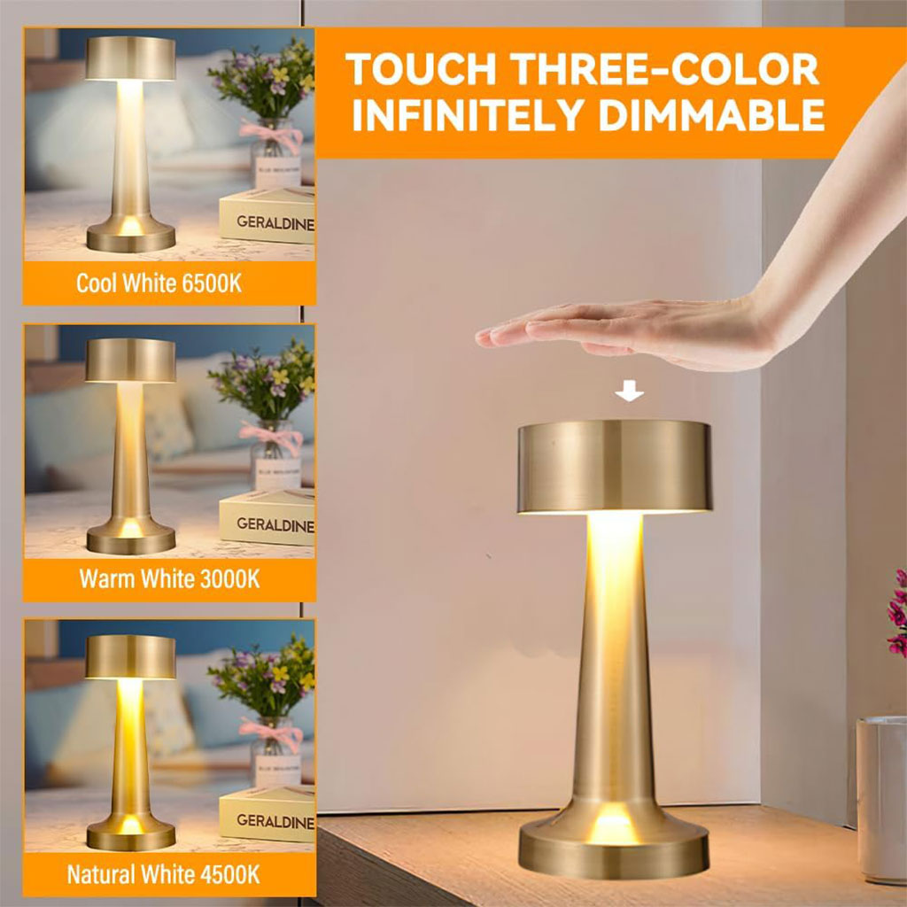 lampe de table LED avec capteur tactile et 3 modes d’éclairage à intensité variable – مصباح ديكور