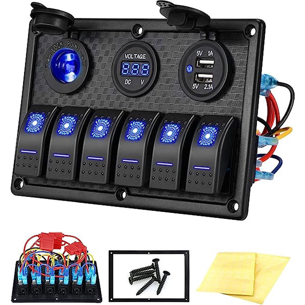 Panneau de commande 12 V pour Bateau avec Affichage de Voltage – لوحة تحكم
