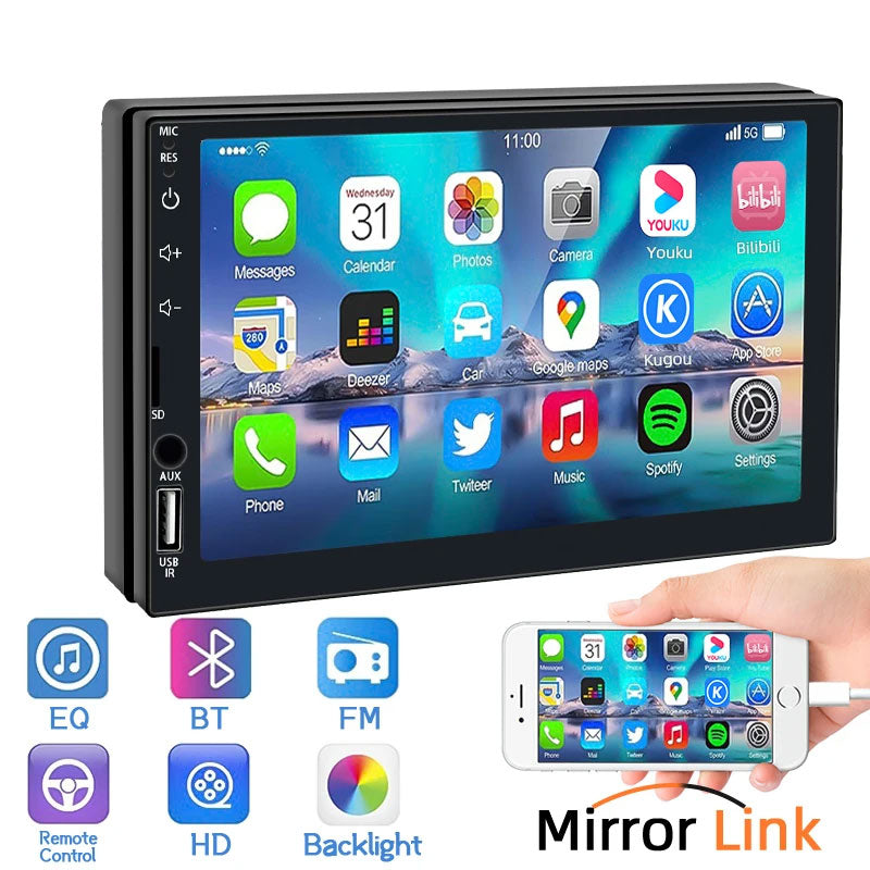 DVD Mp5 7 pouces écran tactile. USB AUX . SD. BT. miroir link G-1001