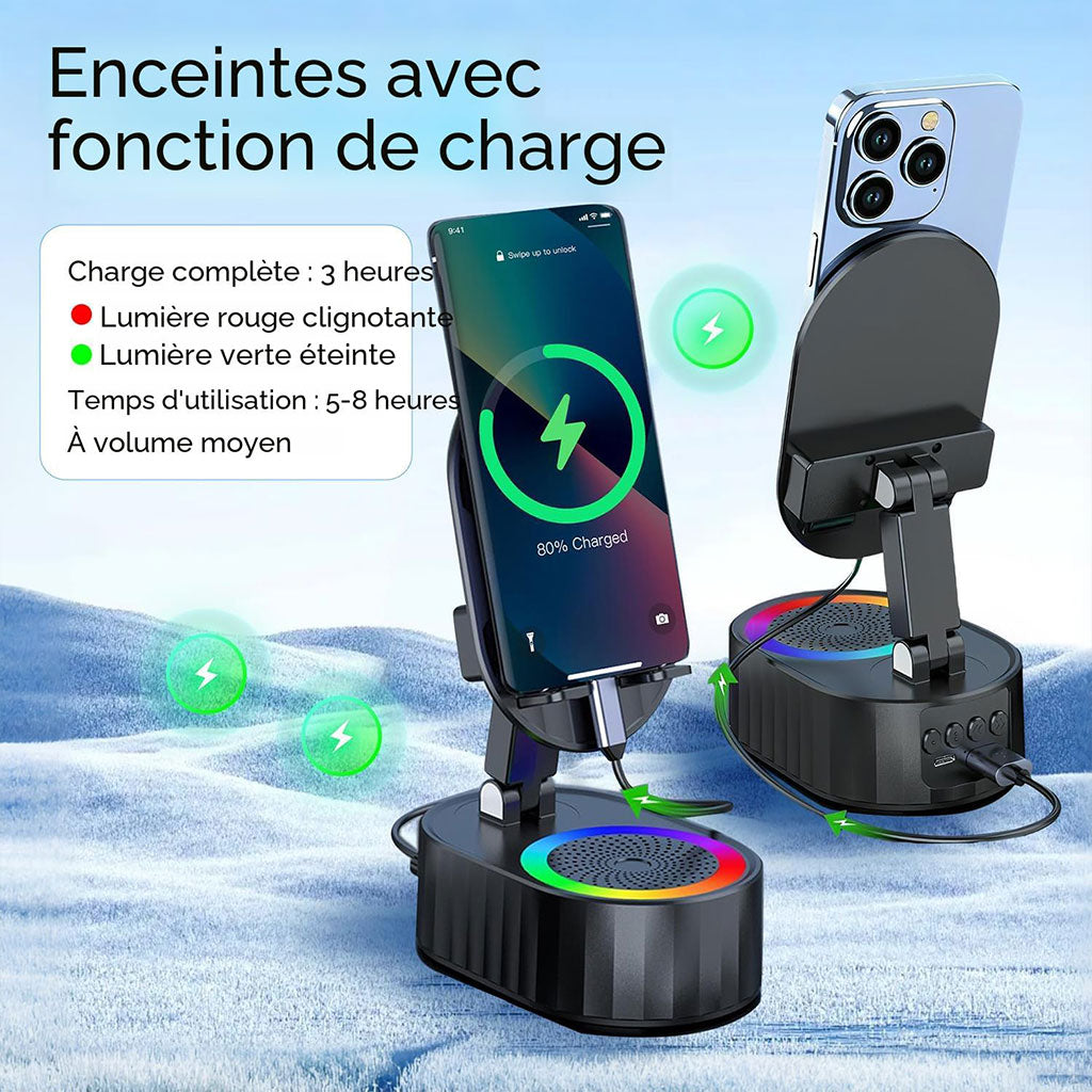 Haut-parleur Bluetooth sans fil 5 en 1 avec lumière ambiante colorée