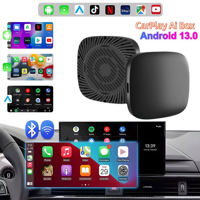 Box CarPlay Sans Fil Android 13 pour Voiture Stockage 32GB + 2GB RAM – جهاز ميديا بنظام أندرويد 13