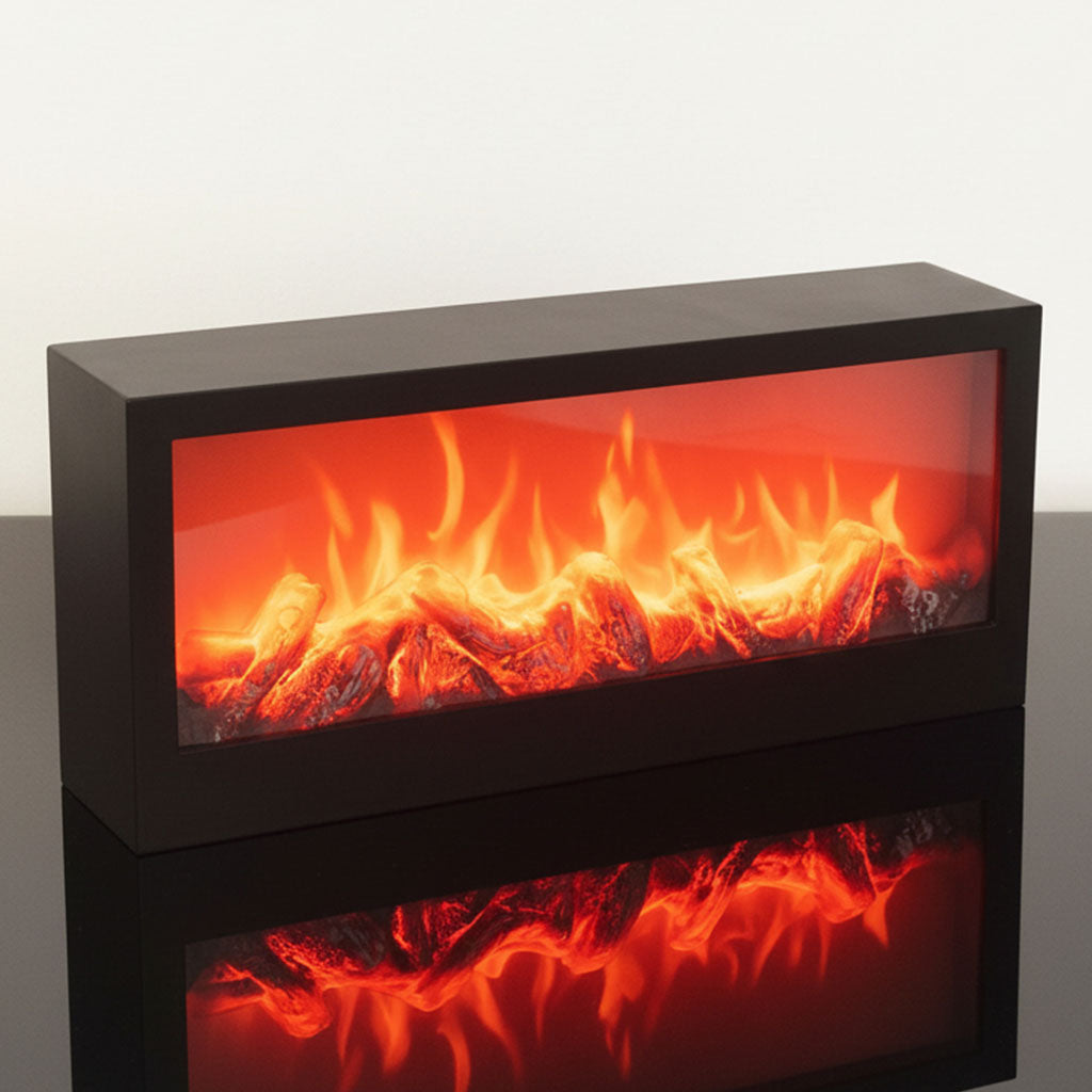 Cheminée LED décorative effet flammes forme rectangulaire